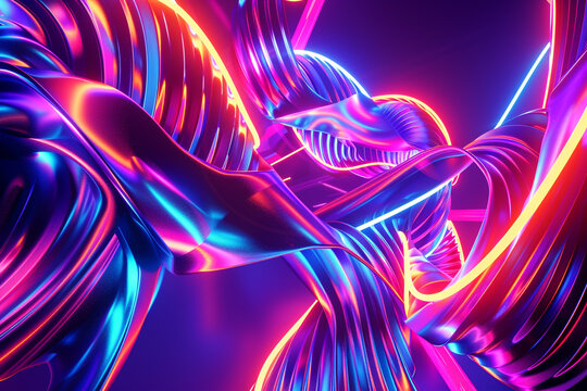 : A bold and vibrant abstract of neon colors with dynamic shapes and lines, creating a lively and energetic visual experience.