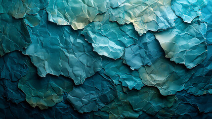 Obraz premium Exploring the Complexities of Crinkled Turquoise and Mint Paper