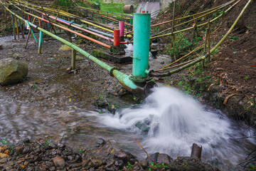 Clean water flowing freely from the pipe