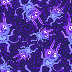 Cartoon monsters seamless pattern for wrapping paper and fabrics and linens