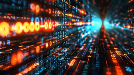 abstract background with code, cybersecurity, technology, processing - Generative AI