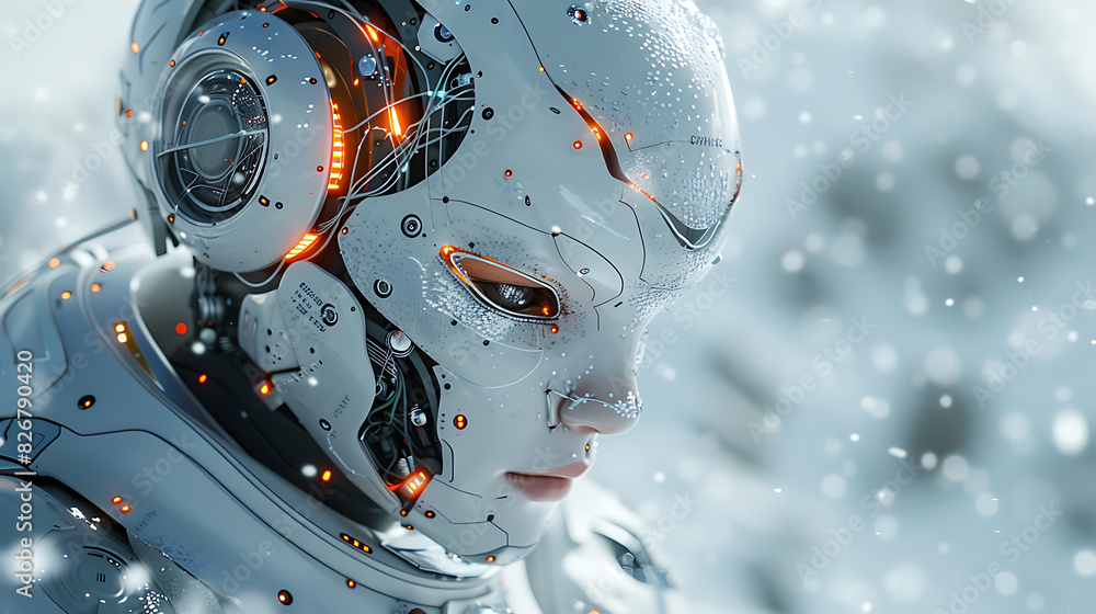 Poster robots at work: white background, connectivity in robotics