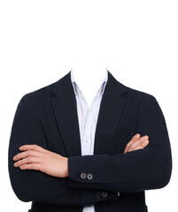 Formal wear replacement template for passport photo or other documents. Headless businessman in...