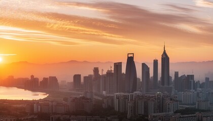 sunrise over the city