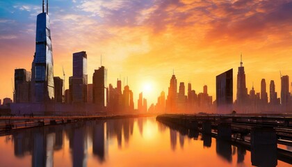 sunset over the city