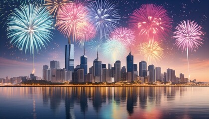 Fototapeta premium fireworks over the city
