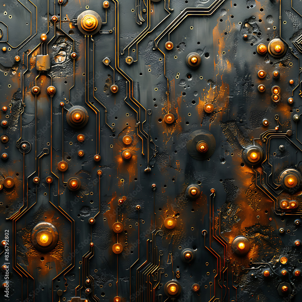 Poster stylized background with abstract textures and technology elements