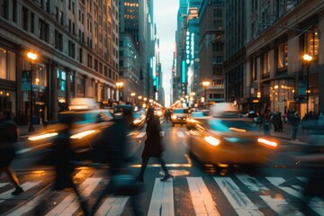 busy city street filled with people and cars