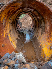 alter Abwasserkanal in dem Abwasser flie&szlig;t