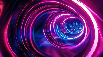 Obraz premium Neon Arches and Swirls in Pink and Blue: Black Background Image