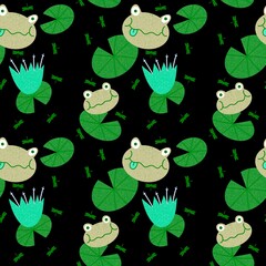 Cartoon animals seamless frogs pattern for wrapping paper and fabrics and kids
