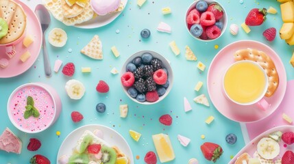 A tray of three cups and a donut sits on a table
