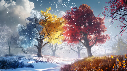 Vibrant Seasons: The Palette of Nature's Trees
