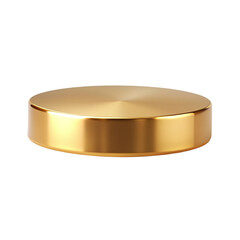 Shiny gold round pedestal display Isolated on transparent background