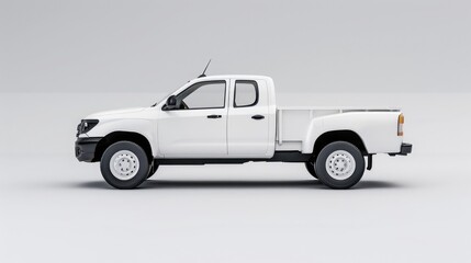 White pickup truck side view on white background ideal for mockups. Concept Mockup Photography, Vehicle Mockup, Pickup Truck Mockup, Commercial Vehicles, Side View Shot - Powered by Adobe