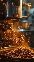 Vintage coffee bean roasting machine using fire and heat in coffee production