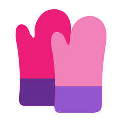 Kitchen Gloves Flat Icon Design