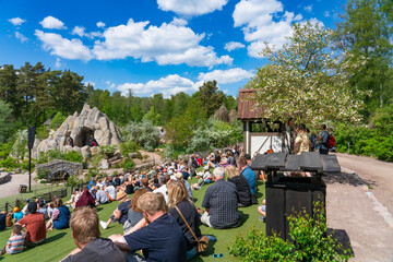 Crowd watching spectacle near Cherry Tree Valley at Astrid Lindgren's World, a children amusement...