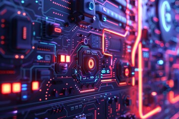 Fototapeta premium Detailed image of a futuristic science fiction panel with intricate designs