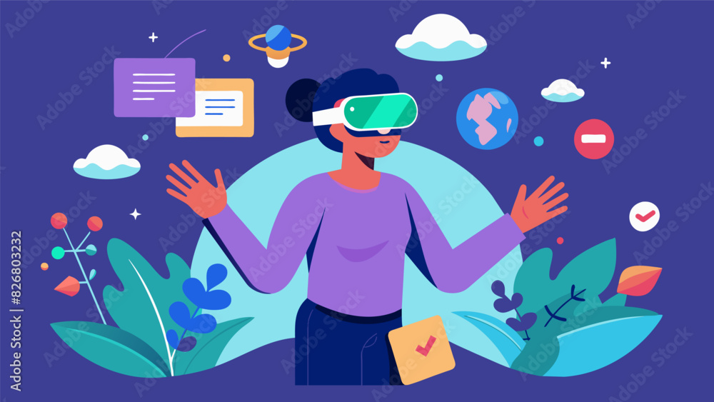 Poster a virtual reality art therapy app that transports users to immersive environments and allows them to