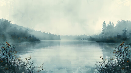 Empty Canvas with Frame and Texture in Vintage Watercolor Art