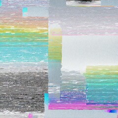 Futuristic Interface Glitch Illustration in Bright Tones
