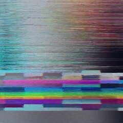 Futuristic Interface Glitch Illustration in Bright Tones