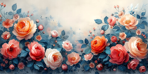 Romantic Illustration: Blank Canvas on Wedding Backdrop with Feminine Pastels