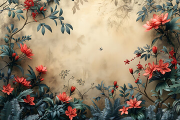 Vibrant Canvas with Framed Doodle Banner