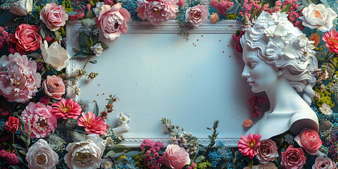 Wedding Illustration: Empty Canvas on Pastel Wedding Background