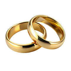 Two golden wedding rings Isolated on transparent background