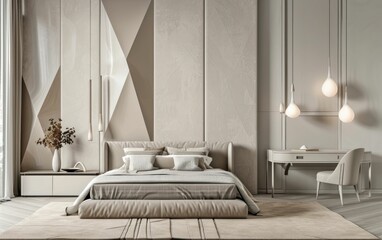 Serenity in a modern beige bedroom oasis