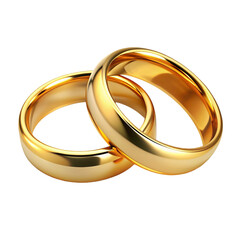 Two golden wedding rings Isolated on transparent background