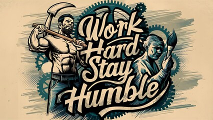 Work Hard stay Humble (Motivational Quotes- Illustration-typography)