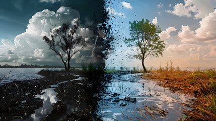 Transformation Dévastatrice : Une Illustration du Avant et Après de la Nature