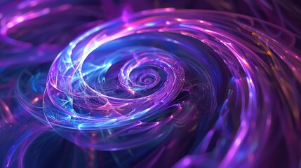 Glowing neon swirls in cosmic ultraviolet hues. Mystical and futuristic background