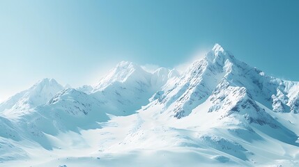 Fresh view of a mountain range with a glacier and a clear blue sky