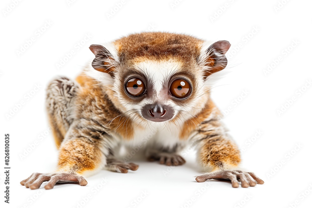 Wall mural Magnificent depiction of a loris, isolated against a pristine white background