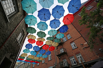 Colorful umbrellas - Rue du Cul-de-Sac, Quebec City, Canada