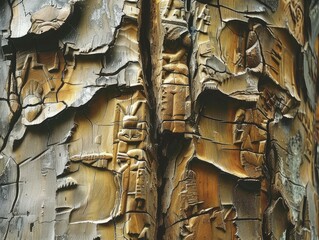 Tree bark resembling ancient hieroglyphs