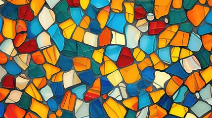 Vivid mosaic tiles forming abstract pattern
