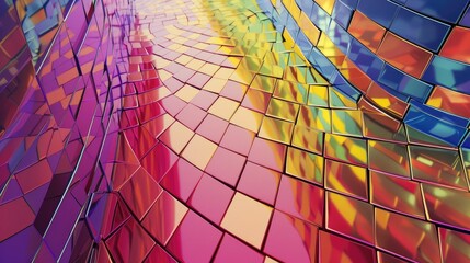 Vivid mosaic tiles forming abstract pattern