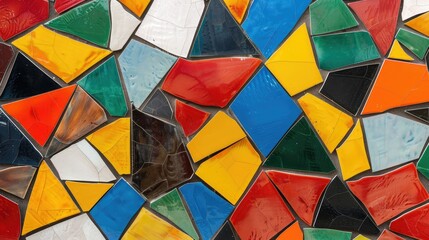 Vivid mosaic tiles forming abstract pattern