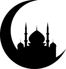Crescent with mosque silhouette