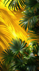 Tropical summer sand beach and palm on sea sky background, copy space. Summer vacation and travel concept.