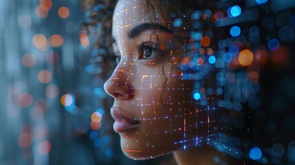 The blend of human features with advanced technology symbolizes the convergence of biology and artificial intelligence