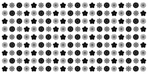 Patterns of isolated little black flowers on a transparent background - Floral pattern for clothing designs, cards, stationery, fabric, and decorative designs