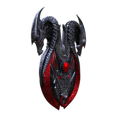 3d render steel dragon shield fantasy medieval isolated