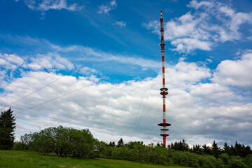 Obraz premium heidelstein, antenna, rhön, landscape, nature, weather forecast, weather report, wallpaper, fog clouds