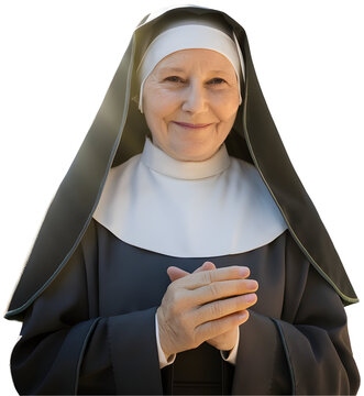 Portrait of a nun isolated on a transparent background
